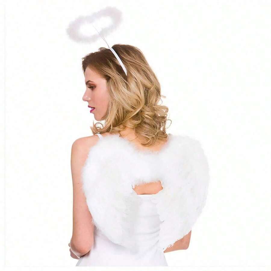 Aksesori Kostum Sayap Malaikat Putih, Bando Malaikat - Sempurna untuk Natal, Halloween, Pesta, Cosplay, dan Aksesori Kostum Lainnya - MultiWarna - View 1