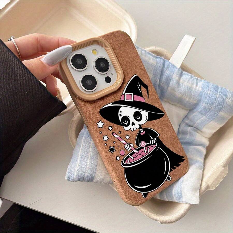 Witchy Skull With Potion, Estuches para teléfonos móviles de alta calidad, A prueba de golpes y caídas, Teléfono de TPU de piel de oveja con escalera, 15 PRO 16 PRO 14 PLUS 13 RRO 12 11 PRO XS X XR Teléfono móvil de moda, Dando SHJC2374 - Caqui - Ver 1