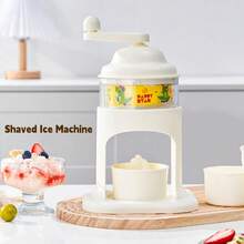 Happy-Star Dinosaur Shaped Manual Ice Shaver: Easy 4-Step Crank Operation, ABS Material, Shaves Smooth Ice Flakes! Extra Long Handle, Smooth Rotation, Fun Design With Dinosaur Shape. Can Also Be Used As A Bowl, No Electricity Needed. Enjoy Shaved Ice At Home, Essential For Gatherings!