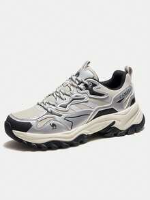 男士户外防水防滑徒步鞋，透气登山鞋 - 銀黑色 - 查看 7