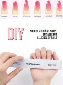 3Pcs Nail Files 100/180 Grit, Professional Quality Nail Sanding Block File Emery Board Nail Buffer Block For Home Salon - 灰色 - 查看 6