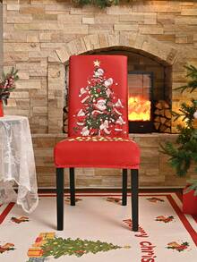 1 buc/4 buc/6 buc/20 buc Husă de scaun cu imprimeu de mătase de Crăciun, cu imprimeu de lapte, husă elastică de protecție pentru scaun, potrivită pentru birou, sufragerie, hotel, scaune pentru evenimente, brad de Crăciun, Moș Crăciun, clopoței de Crăciun, decorațiuni de Crăciun, cadouri de Crăciun - Urcarea de Crăciun - Vizualizare 5