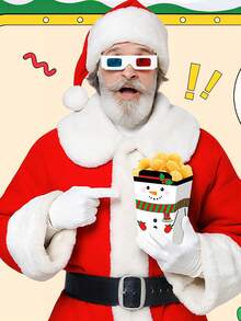 12 pezzi/1 pezzo Scatole per popcorn natalizi - 6 disegni, maglione brutto, pupazzo di neve, Babbo Natale, scatole di carta per regali di Natale a forma di elfo per popcorn, biscotti e dolcetti, forniture per regali di Natale, decorazioni natalizie, pigiami natalizi, regali di Natale, decorazioni natalizie