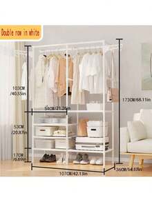 1pc New Multi-Function Coat Rack, Home Bedroom Floor Standing Clothes Hanger, Simple Clothes Storage Rack - Multicolor - View 5