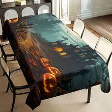 1/20 chiếc khăn trải bàn chủ đề Halloween, khăn trải bàn hình bí ngô phát sáng và lâu đài kỳ lạ, hoàn hảo cho tiệc tùng và trang trí nhà cửa, khăn trải bàn hình chữ nhật bằng polyester có thể giặt bằng máy, trang trí bàn Halloween - Nhiều màu - Xem 12