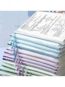 2/3/5pcs PVC Zipper Waterproof High-Quality Thick A4 Size File Folder With Mesh Pockets, 12 Color Combinations, Soft Transparent Bags, Waterproof Storage Bags Suitable For Papers, Books And Exams, Great For School, Office, Classroom Organization, Office Supplies, School Supplies, Travel File Folders And Document Bags