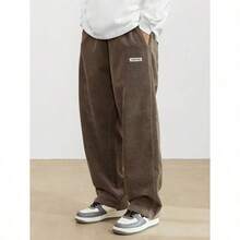 Men's Solid Color Casual Everyday Trousers Men's Streetwear Pants, Boy Friend Gifts, Back To School - 棕色 - 查看 1