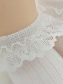3 Pairs New White Lace Trim Socks, Lolita Style Lace Ankle Socks, School Season Academy Style Baby Girl Socks - White - View 2