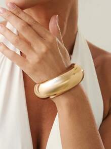 4pcs/Set Exaggerated Metallic Drum Face Charm Cuff Bracelets, Vintage Minimalist Casual Party Unisex Jewelry Bracelet Set Gift (Matte Bracelets With Minor Scratches And Color Variations, Normal Phenomenon)