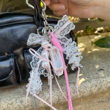 1pc Ballet Style 3D Bow Ballet Shoes Ribbon Pendant Keychain Lace