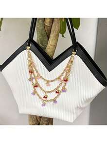 Ciondolo a forma di ciliegia - Accessorio decorativo in metallo per borse, con ciliegie rosa e rosse, per borse a mano, borse a tracolla e borse a spalla - Rosa/Viola/Rosso, ciondoli per borse, catena per borse a tracolla da donna, pendente per portafogli, sostituzione braccialetto alla moda e carino con ciondolo a forma di ciliegia 3D, accessorio pendente per borse