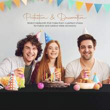 Utopia Kitchen Table Cloth 1 Pack Wrinkle Resistant Tight, Fitted, Washable And Spandex Stretch Rectangular Patio Table Cover 183L X 76W Cm For Event, Wedding, Banquet & Parties – [EXPRESS DELIVERY] - Black - View 2