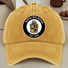 Alpha Phi Alpha Fraternity Washed Baseball Cap, Polyester, Adjustable Size, Lightweight, Printed Occasion Theme, Machine Washable, Multi-Color Options - 黑色 - 查看 11
