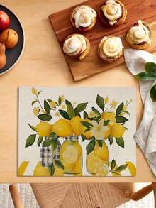 1 pièce/4 pièces/6 pièces/48 pièces Sets de table style nordique à motif citron, résistants à la chaleur, dessous de plats pour tasses à café et bols, lavables, fournitures de décoration pour fête, cottage, hôtel et maison