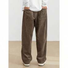Men's Solid Color Casual Everyday Trousers Men's Streetwear Pants, Boy Friend Gifts, Back To School - 棕色 - 查看 2