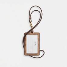 Coach Vertical Leather ID Badge Card Holder With Clear ID Window Credit Badge Holder Work College ID Cards Holder With Two Credit Card Slots And Detachable Neck Lanyard Strap - Brown - View 3