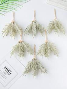 1/3/5/200PCS (6pcs Head) Autumn Decoration Mini Cedar Artificial Flowers Lavender Bouquets Silk Christmas Decoration Pine Needles Fake Plants Mini Tree Branch Birthday Party Decorations Wedding Flower Baskets Bride Holding Flowers Home Furnishings Dining Rooms Bedrooms Windowsills Vases For Decorations Outdoor Gardens Start Of School Season - Green - View 5