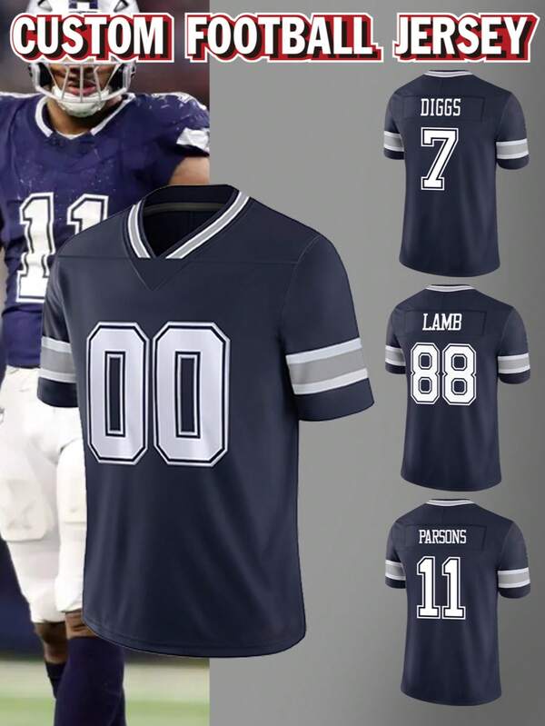 Customized Name & Number Boyfriend Style Men's Embroidered American Football Jersey, Pittsburgh Black V-Neck Personalized Short Sleeve Top, Suitable For Party, Match, Training, Competition, DIY Style, Size S-XXL, Fashion, Minimalist, Easy To Wear, Ultra-Modern, Casual, Personalized, Custom, Unique