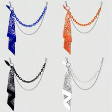 2pcs Hip Hop Accessories Set: Acrylic Multi-Layer Chain + Scarf, Casual Streetwear Hip Hop Style