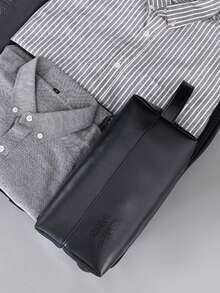 Bolsa de viaje impermeable para artículos de tocador para hombres, organizador de maquillaje portátil con cremallera, bolsos de mano con costura retro de PU, bolsa de aseo de gran capacidad para viajes de negocios