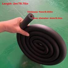 Tubo de aislamiento de espuma de 2m de longitud, aislamiento de tuberías de espuma, funda protectora para tubería, agarre de mango, unidad de aire acondicionado exterior HVAC, tubería de calefacción, grosor del aislamiento de 9mm, negro, diámetro interior 0.6cm/1.6cm/1.9cm/2.5cm/3.2cm