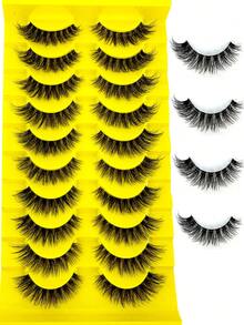 LYBCG 10Pairs Clear Band Lashes Of Luxurious Fluffy False Eyelashes - Thick, Wispy, 3D Volume, Reusable, Soft, Lightweight, Faux Mink Strip Lashes For Dramatic Eye Makeup Look-48 - 黑色 - 查看 7