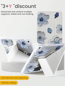 This Beautiful And Cute Cartoon Oil Painting Blue Letter Flower Double-Sided Painted Acrylic Transparent Crystal Back Cover Is Shockproof And Suitable For IPad 7th Generation, 8th Generation (10.2 Inches), And 10th Generation. It Has A Built-In Pen Slot And Supports Sleep And Wake-Up Functions/Multiple Folding Stand Methods. These Are All Wonderful Halloween And New Year Gifts