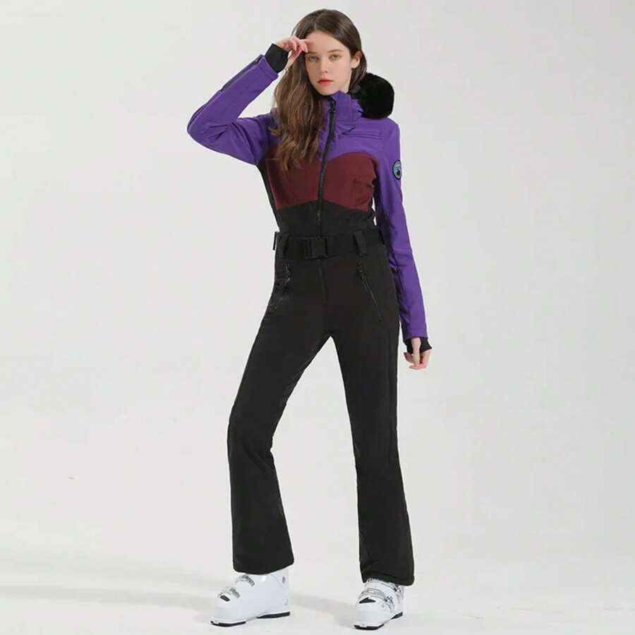 One-Piece Ski Suit For Women, Snowboard Overalls, Windproof And Waterproof, Breathable Clothing, Thickening, Skiing Suit, Winter - 顏色 17 - 查看 1