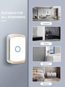 1 Set Wireless Doorbell Kit With Rain Cover, Long Range High Volume Chime, 60 Melodies 5 Volume Levels, Living Room/Garden Reminder, Powered By 3*AAA Batteries/USB (Batteries Not Included)