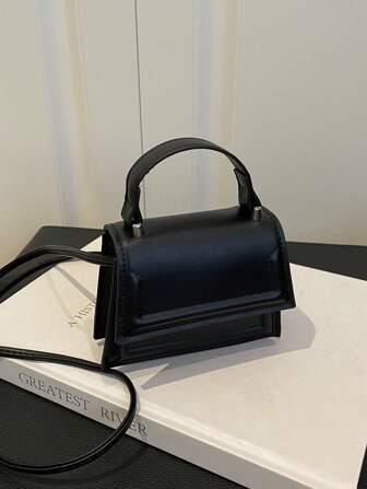 1pc Mini Solid Color Magnetic Flap Small Square Bag, Fashion Minimalist Shoulder Handbag