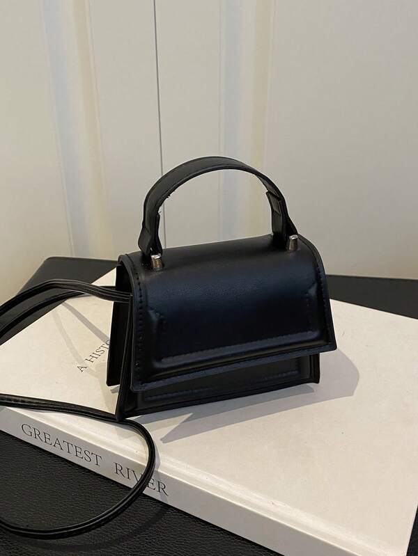 1 Stück Mini einfarbige magnetische Klappe kleine quadratische Tasche, modischer minimalistischer Schultertasche