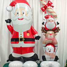 1 quả bóng bay Giáng sinh, Ông già Noel đứng cỡ lớn, Yêu tinh Giáng sinh, Nơ, Kẹo, Nạng, Gấu nhỏ, Nai sừng tấm, Đồ trang trí ngày lễ, Bối cảnh tiệc, Sinh nhật màu đỏ và xanh lá cây - Bóng bay Giáng sinh - Xem 6