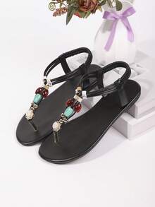 New Girl's Flat Sandals Are Fashionable And Bohemian In Street Style, Suitable For Spring And Summer Beach Leisure Vacation - Black - View 3