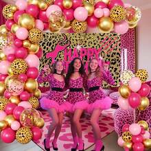 103pcs Leopard Print Themed Balloon Garland Arch Set, Including Hot Pink, Pink, Gold, And Leopard Print Latex Balloons, Perfect For Birthday Parties, Baby Showers, Bridal Showers, Bachelorette Parties, Outdoor Decorations, And Leopard Print Themed Party Decorations. - Multicolor - View 5