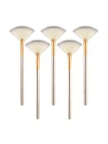 新款实用面部刷 扇形化妆刷 柔软便携面膜刷 女士女孩美甲美妆工具，粉底刷，遮瑕刷，腮红刷，修容刷，腮红刷，古铜粉刷，散粉刷，粉底刷，腮红刷，赠品 - 香檳色 - 查看 10