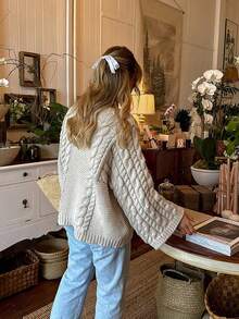 Women's Casual Romantic Simple Elegant Knitted Sweater Top For Autumn/Winter