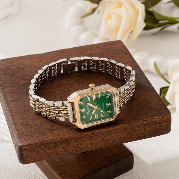 xinyunkou ساعة يد للنساء بعقارب مربعة بسيطة وحزام من الفولاذ، ساعة كوارتز فاخرة بلون ذهبي كلاسيكي، بطراز إنستغرام