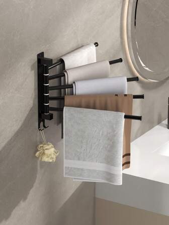 180°旋转毛巾架，旋转毛巾杆，壁挂式毛巾架，无需钻孔，自粘式毛巾架，适用于浴室、厨房、阳台、衣柜