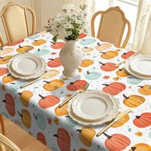 1pc Halloween Pumpkin Digital Print Tablecloth, Rectangular Durable Polyester Fabric, Suitable For Home, Kitchen, Garden, Holiday Parties, Weddings, Restaurants And Banquet Decorations, Wedding Season Autumn Decor - Multicolor - View 5