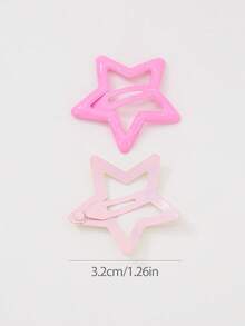 30pcs/Set Girls Cute Princess Barrettes, Pink & Purple Shiny Dopamine Stars, Hearts, Butterflies, Teddy Bears, Minimalist Design, Daily Use Hair Clips - Multicolor - View 6