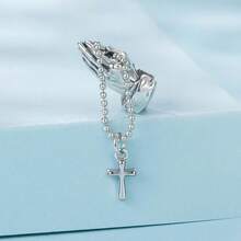 WOSTU 1 Pieza Colgante de Cruz de Plata de Ley 925 Vintage con Zirconia para Pulsera, Collar DIY, Joyería Religiosa para Mujer