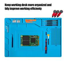 1 件耐热绝缘硅胶焊接垫、电子维修工作站垫、手机防静电垫、电子爱好者必备工具、枪式烙铁、工作台、手机、笔记本电脑、平板电脑、个人电脑、相机维修工具