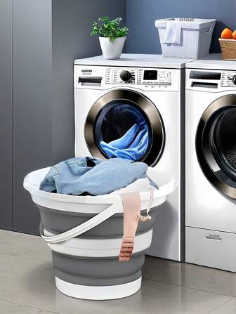 1pc Foldable Water Bucket, Dormitory Supplies For Students During The New Semester, Dirty Clothes Basket With Handle, Laundry Room Bathroom Accessories, Foot Bath Bucket, Basin, Laundry And Underwear Basin, Multi-Purpose Bathroom Accessories, Bathroom Storage And Organization, Gifts, Toiletries,Back To School Supplies, Back To School Season Supplies