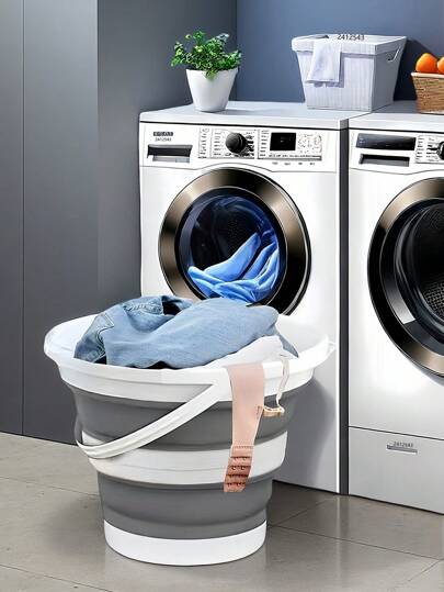 Balde de água dobrável de 1 peça, Suprimentos para dormitórios para estudantes durante o novo semestre, Cesto de roupas sujas com alça, Acessórios para banheiro e lavanderia, Balde para escalda-pés, Bacia, Bacia para roupa suja e roupa íntima, Acessórios multiuso para banheiro, Armazenamento e organização para banheiro, Presentes, Artigos de higiene pessoal, Material escolar, Artigos para a temporada de volta às aulas