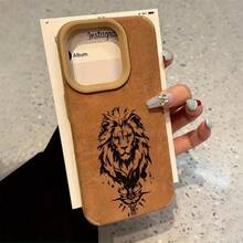 Funda premium de piel sintética mate con un llamativo diseño de león. Resistente a golpes y caídas. Compatible con varios modelos, incluyendo las series 16, 15, 14 y 13. - Marrón - Ver 5