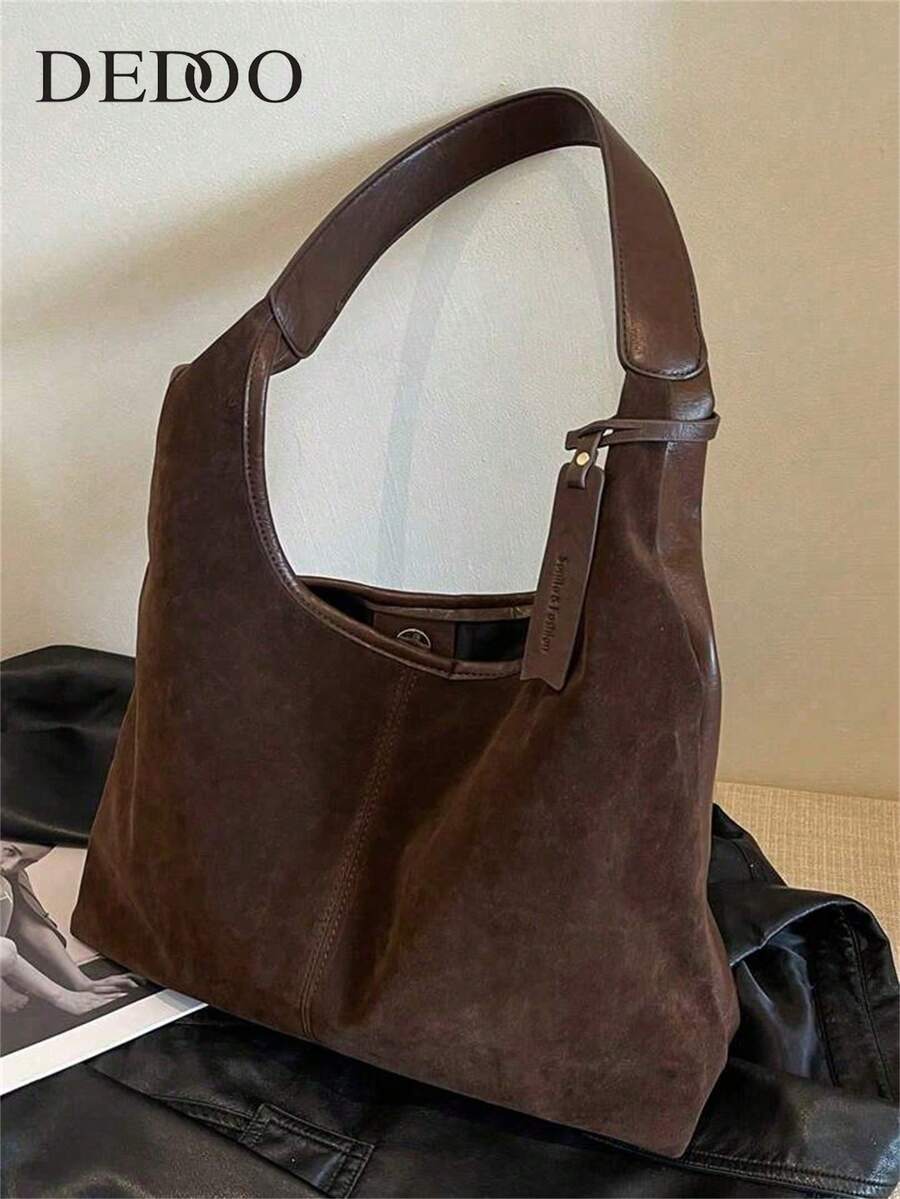 Dedoo 1pc Solid Color New PU Personalized Daily Commute Handbag, Minimalist Tote Bag, Shoulder Bag, Underarm Bag With Modular Envelope Pouch And Coin Purse