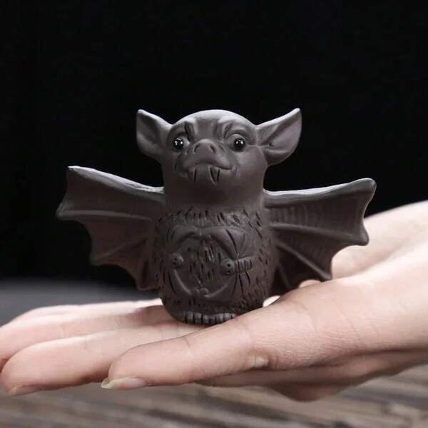 Mascota deé Zisha China Hecha a Mano de Arcilla Púrpura, Mascota deé de Murciélago para Bandeja deé Kungfu, Diseño Creativo, Decoración del Hogar, Artesanías de Cerámica