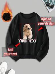 カスタマイズクルーネックスウェットシャツ、カジュアル、秋冬、自分のフォト/ロゴ/スローガン/文字でカスタムデザイン、カップル、いたずら、サプライズギフト、ボーイフレンドスタイルのスポーツウェア、ベーシック、ストリートウェア、彼氏、家族、友人の誕生日に最適、メンズクルーネックスウェットシャツ、ブラックトップ、ホリデーギフト、バレンタインデー、誕生日/記念日フォトカスタマイズ、彼へのギフト