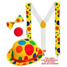Décoration de Noël, 8 pièces/set Costume de clown pour adultes. Comprend le costume de clown, la perruque, le nez, le masque, le sac de clown, les chaussures et les accessoires de cirque. Costume de carnaval et de fête de cirque pour jouer le rôle de clown mignon et amusant.