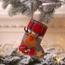 3 Stück Weihnachtsdekoration, Weihnachtsmann Figuren, Weihnachtsbaum Ornamente, kleine karierte Weihnachtsstrümpfe Weihnachten Weihnachtsdekoration Weihnachtspyjamas Weihnachtsgeschenke Weihnachtsdeko